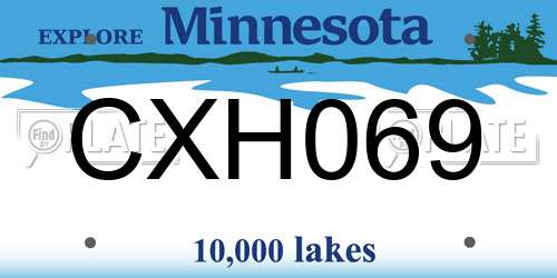 CXH069 Minnesota License Plate