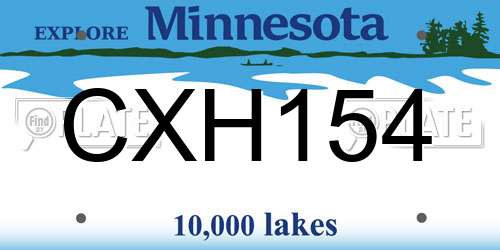 CXH154 Minnesota License Plate