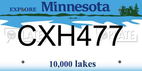 CXH477 Minnesota License Plate