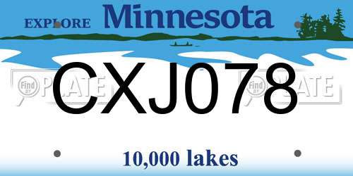 CXJ078 Minnesota License Plate