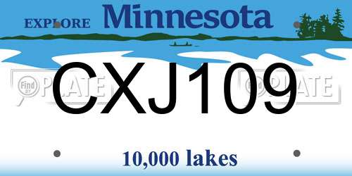 CXJ109 Minnesota License Plate