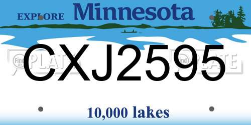 CXJ2595 Minnesota License Plate