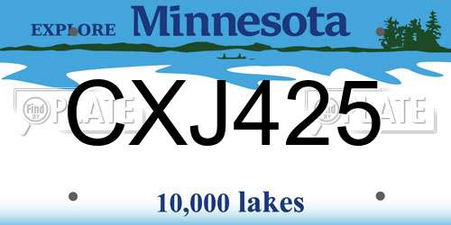 CXJ425 Minnesota License Plate
