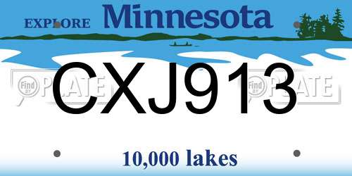 CXJ913 Minnesota License Plate