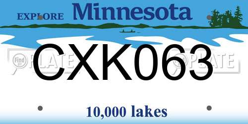 CXK063 Minnesota License Plate