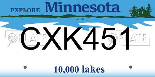 CXK451 Minnesota License Plate
