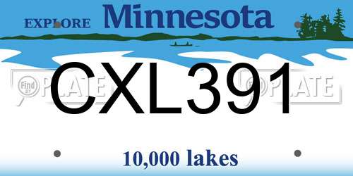 CXL391 Minnesota License Plate