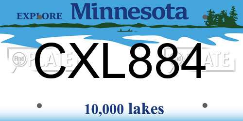 CXL884 Minnesota License Plate