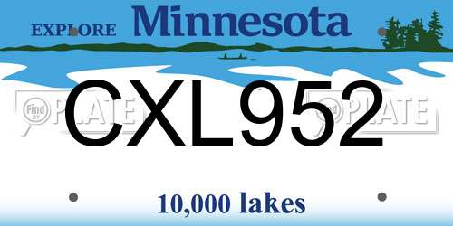 CXL952 Minnesota License Plate