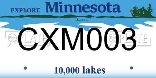 CXM003 Minnesota License Plate