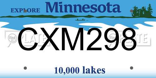 CXM298 Minnesota License Plate