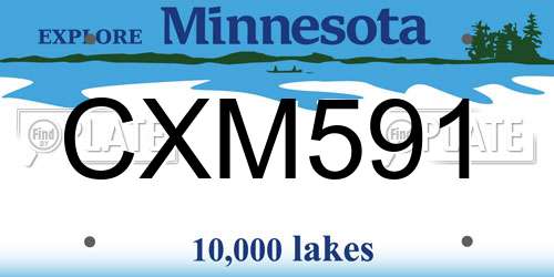 CXM591 Minnesota License Plate