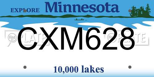 CXM628 Minnesota License Plate