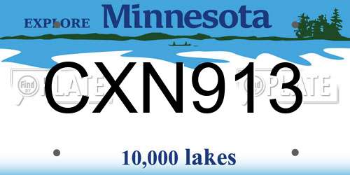 CXN913 Minnesota License Plate