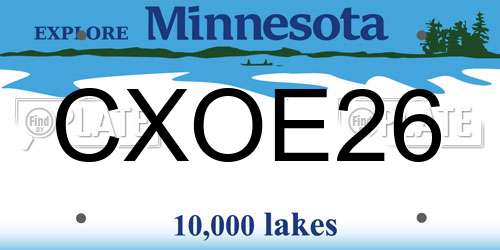 CXOE26 Minnesota License Plate