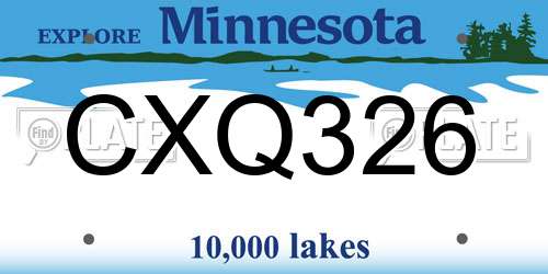 CXQ326 Minnesota License Plate