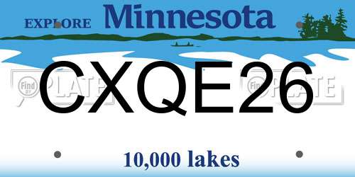 CXQE26 Minnesota License Plate