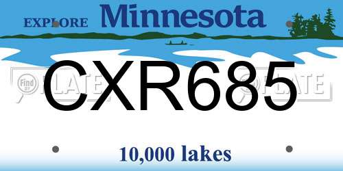 CXR685 Minnesota License Plate