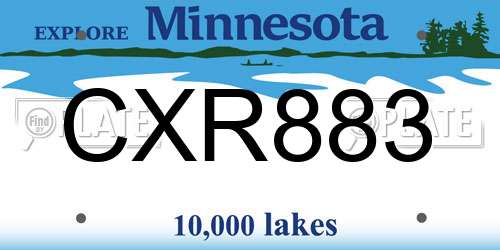 CXR883 Minnesota License Plate