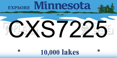 CXS7225 Minnesota License Plate