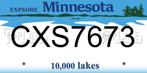 CXS7673 Minnesota License Plate