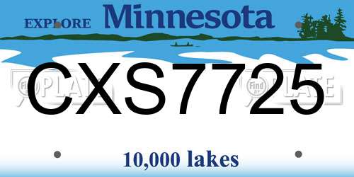 CXS7725 Minnesota License Plate