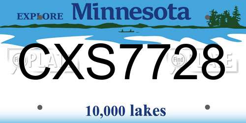 CXS7728 Minnesota License Plate