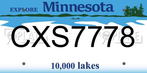 CXS7778 Minnesota License Plate