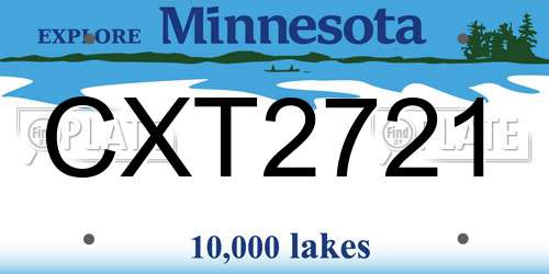 CXT2721 Minnesota License Plate