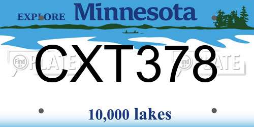 CXT378 Minnesota License Plate