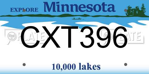 CXT396 Minnesota License Plate