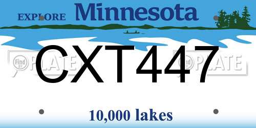CXT447 Minnesota License Plate