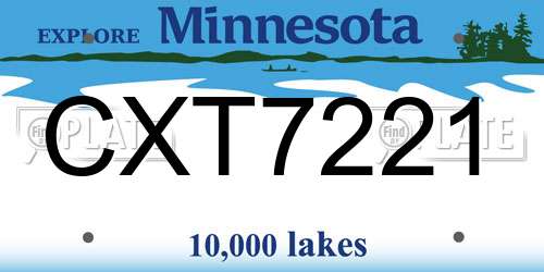 CXT7221 Minnesota License Plate