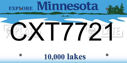CXT7721 Minnesota License Plate