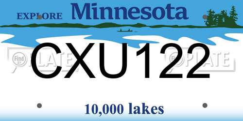 CXU122 Minnesota License Plate