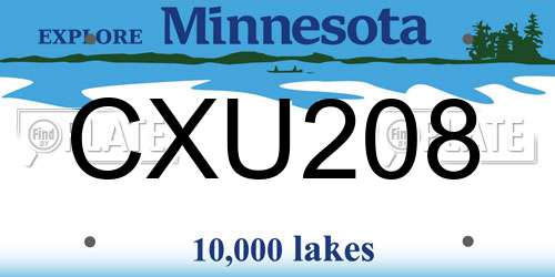 CXU208 Minnesota License Plate