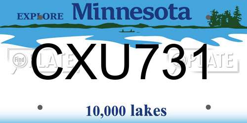 CXU731 Minnesota License Plate