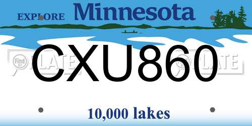 CXU860 Minnesota License Plate