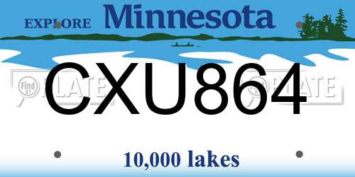 CXU864 Minnesota License Plate