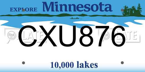 CXU876 Minnesota License Plate