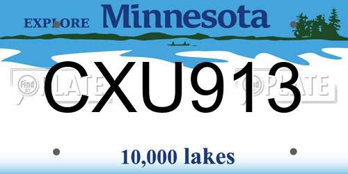 CXU913 Minnesota License Plate