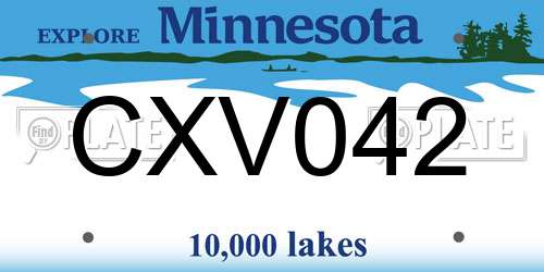 CXV042 Minnesota License Plate