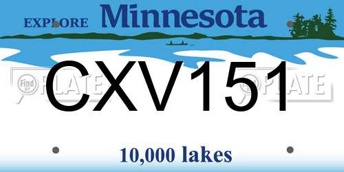 CXV151 Minnesota License Plate