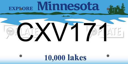CXV171 Minnesota License Plate