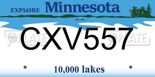 CXV557 Minnesota License Plate