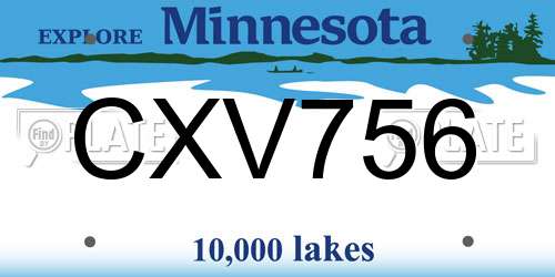 CXV756 Minnesota License Plate