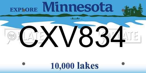 CXV834 Minnesota License Plate