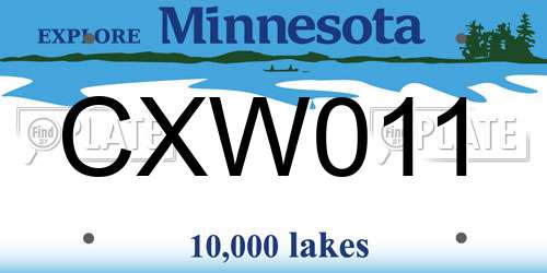 CXW011 Minnesota License Plate