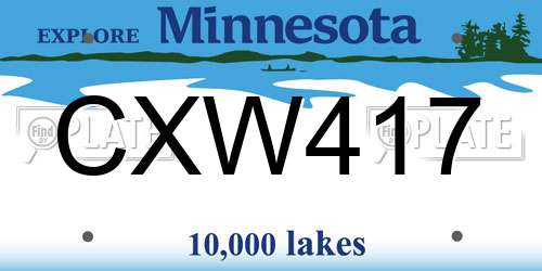 CXW417 Minnesota License Plate