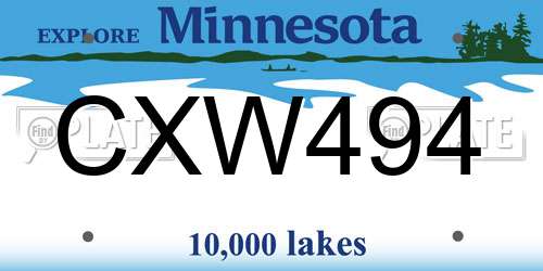 CXW494 Minnesota License Plate